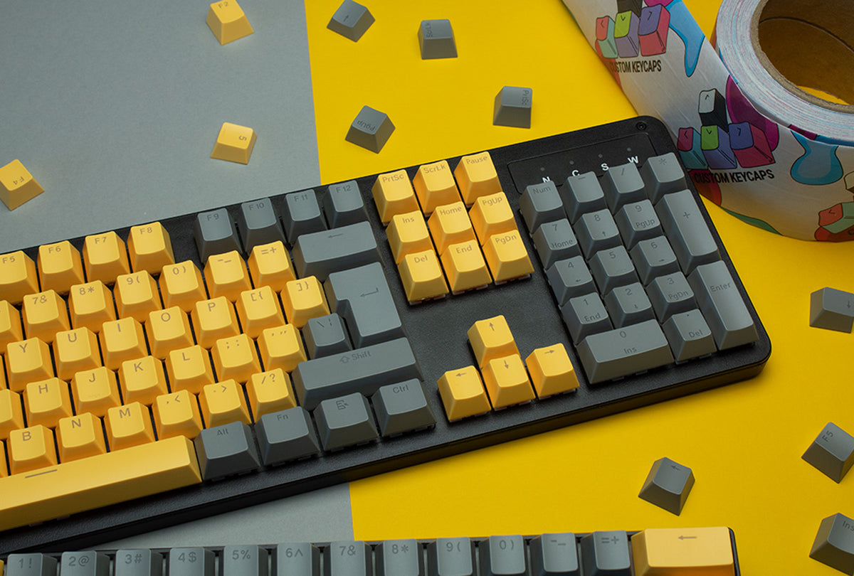 Yellow and Grey ABS Keycaps ISO Layout Custom Keycaps UK