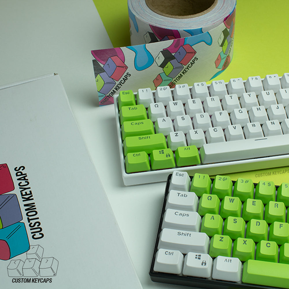 Green and White PBT Keycaps
