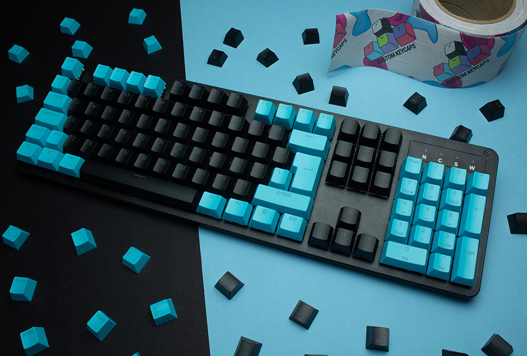 Black and Blue ABS Keycaps - ISO Layout