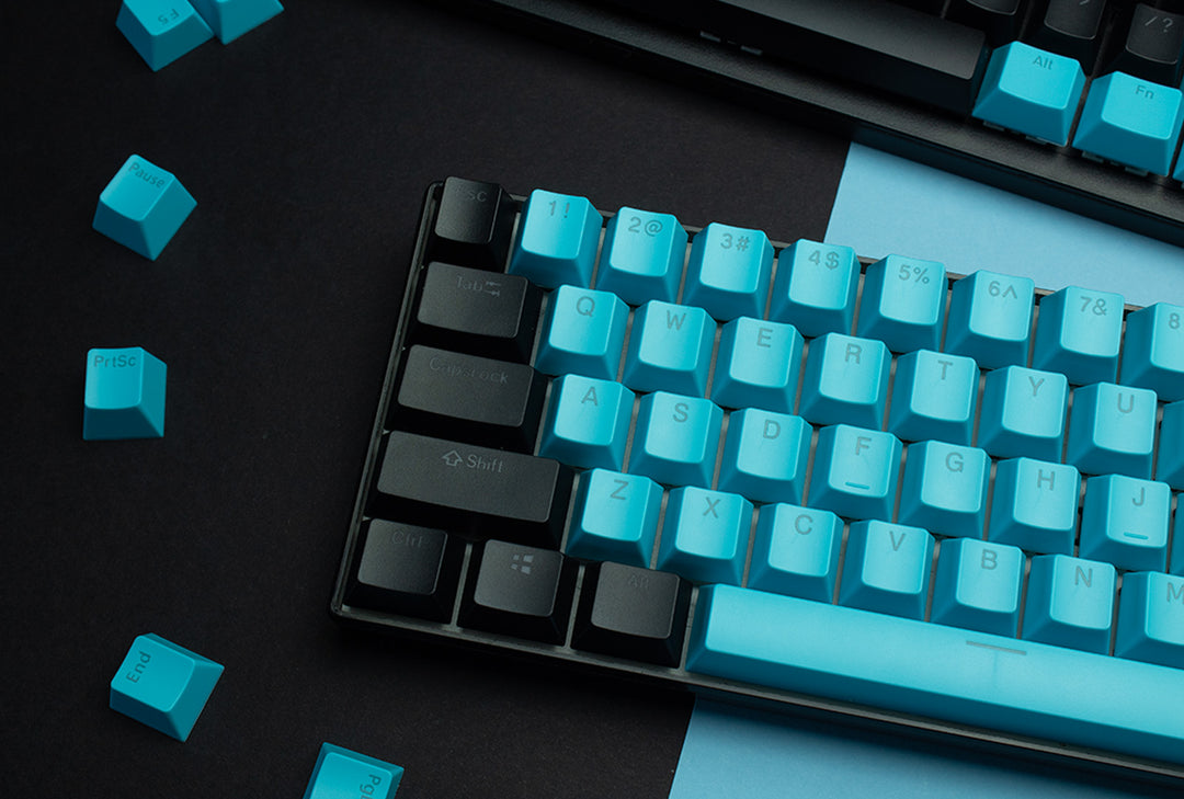 Black and Blue ABS Keycaps - ISO Layout