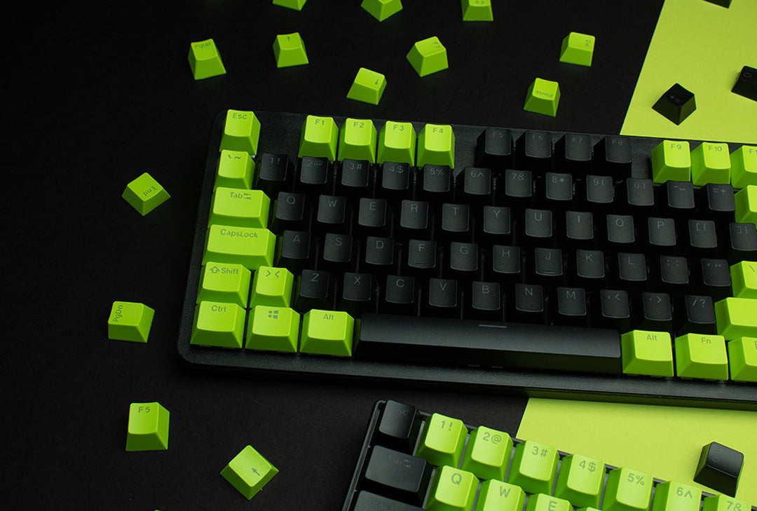 Black and Green ABS Keycaps - ISO Layout