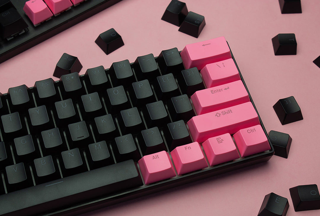 Black and Pink ABS Keycaps - ISO Layout