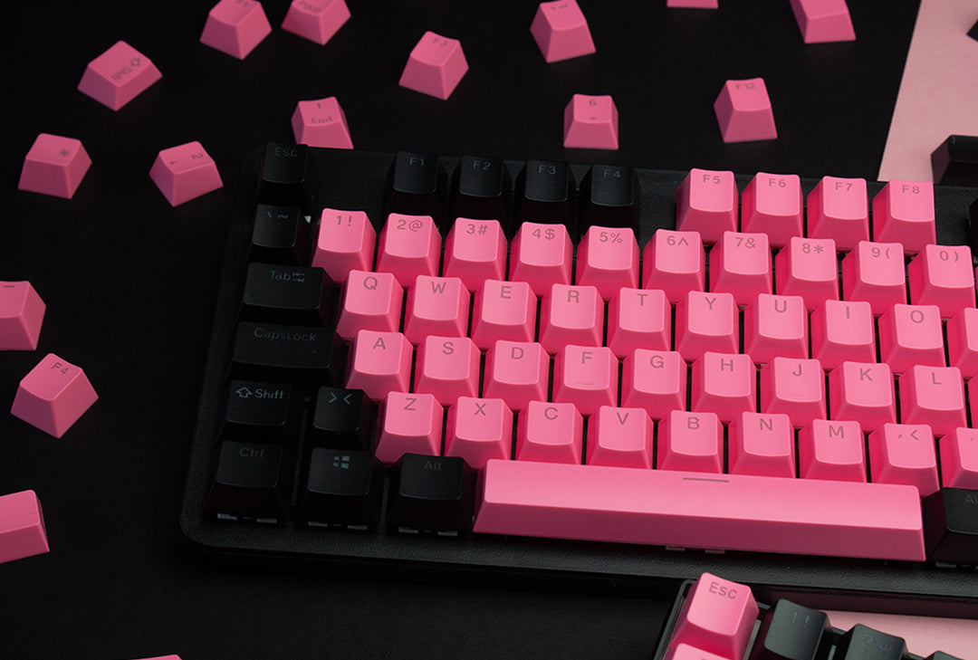 Black and Pink ABS Keycaps - ISO Layout