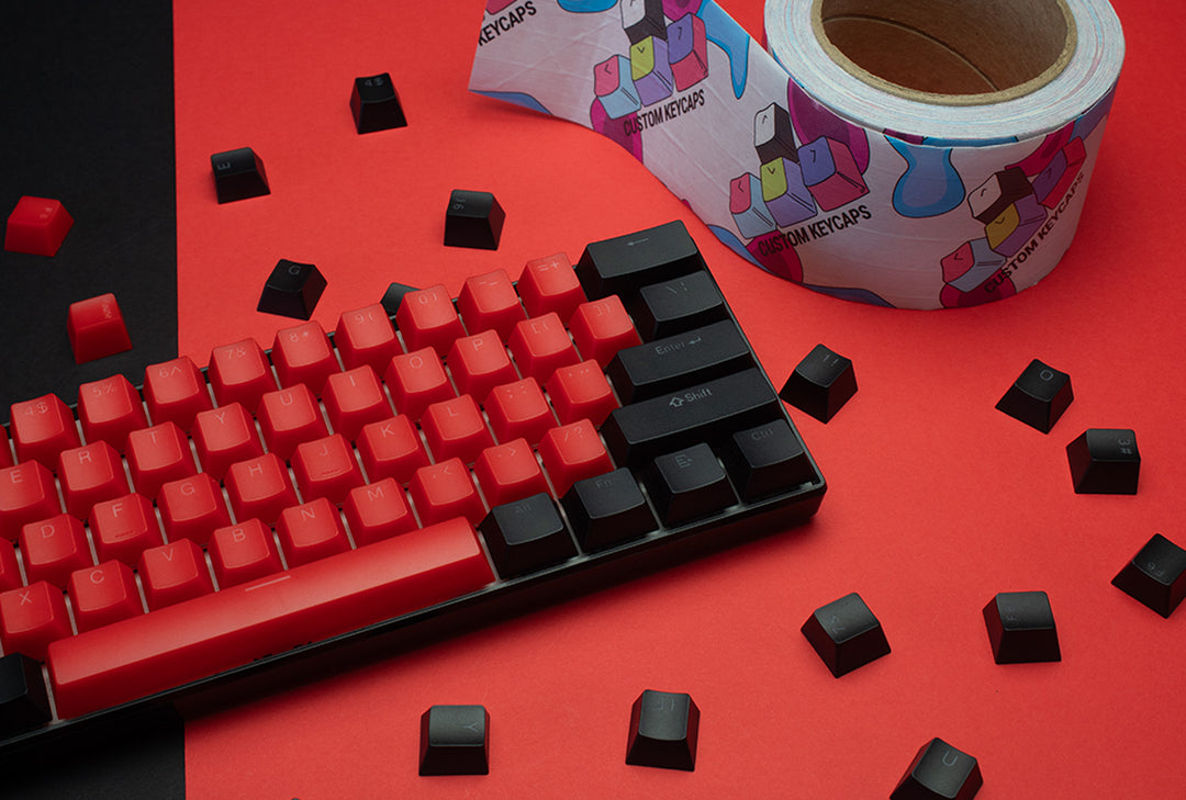 Black and Red ABS Keycaps - ISO Layout