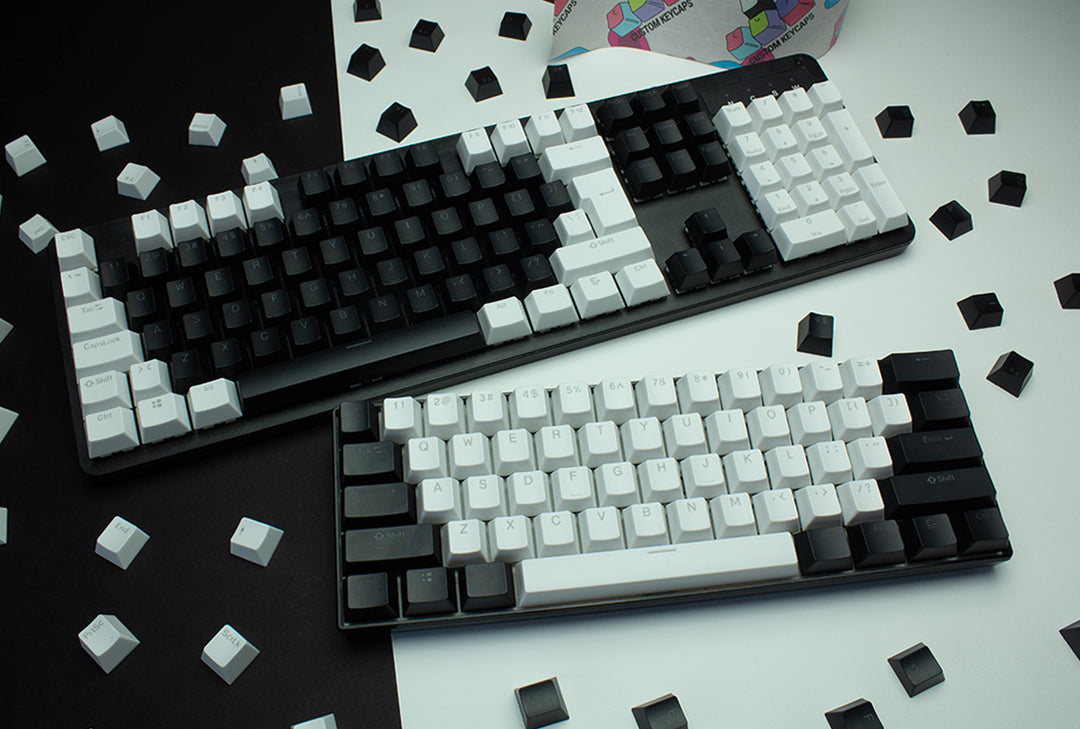 Black and White ABS Keycaps - ISO Layout