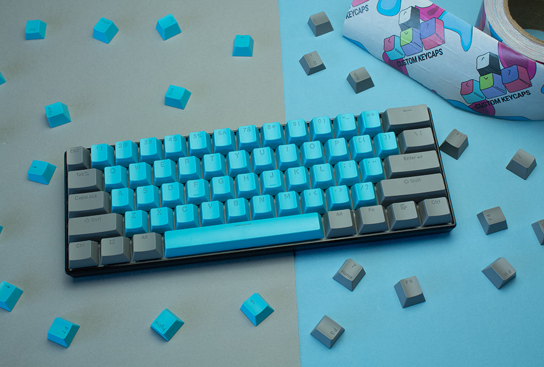 Blue and Grey ABS Keycaps - ISO Layout