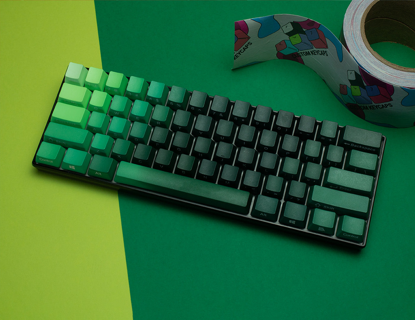 Emerald Green Fade PBT Keycaps – Custom Keycaps UK