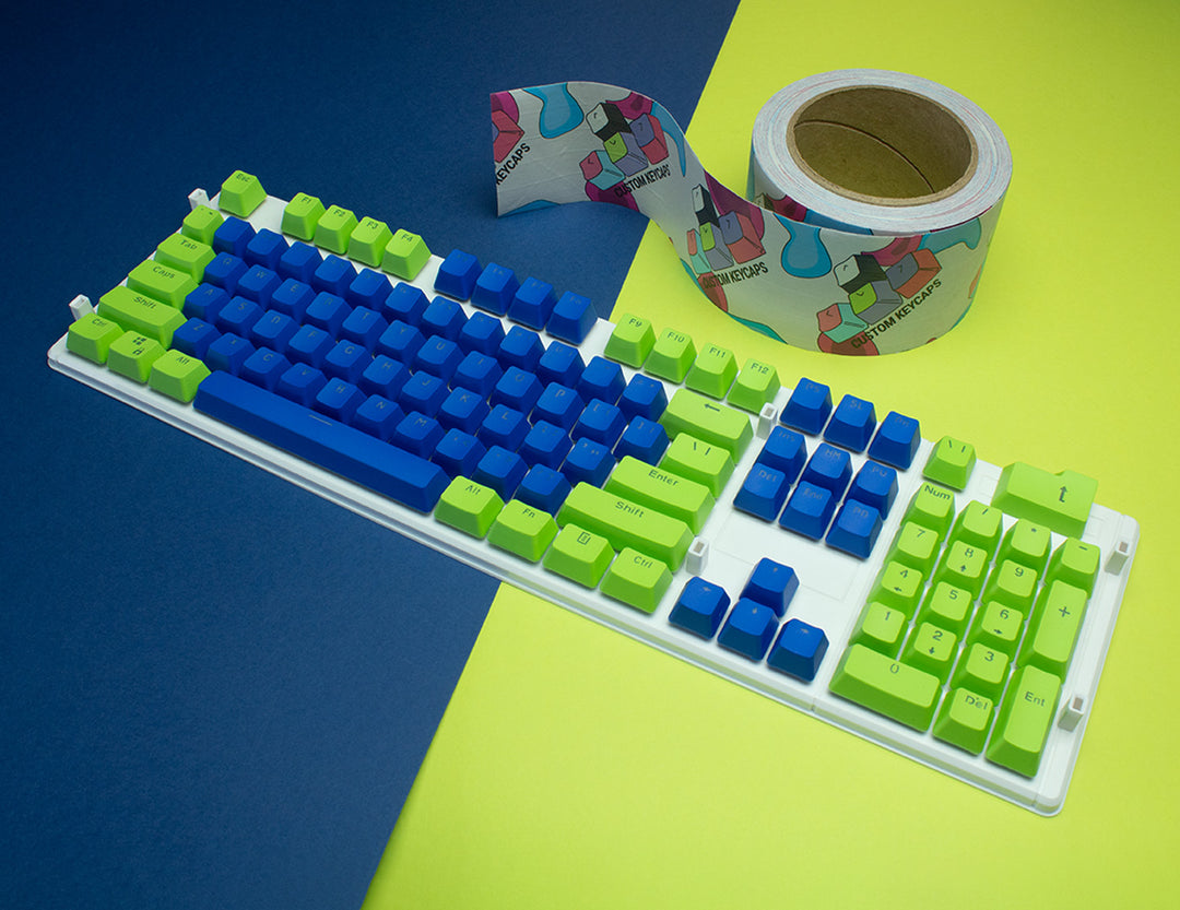 Green and Dark Blue PBT Keycaps