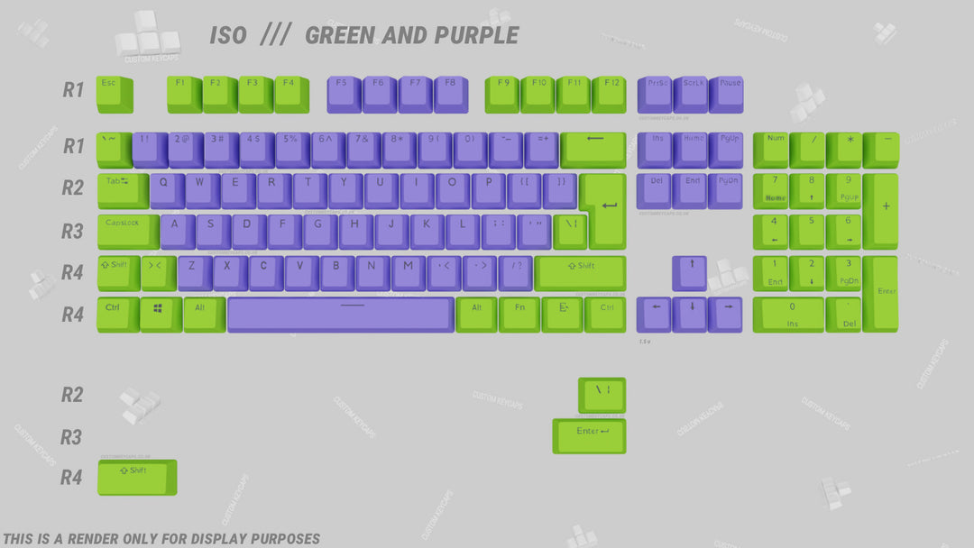 Green and Purple ABS Keycaps - ISO Layout