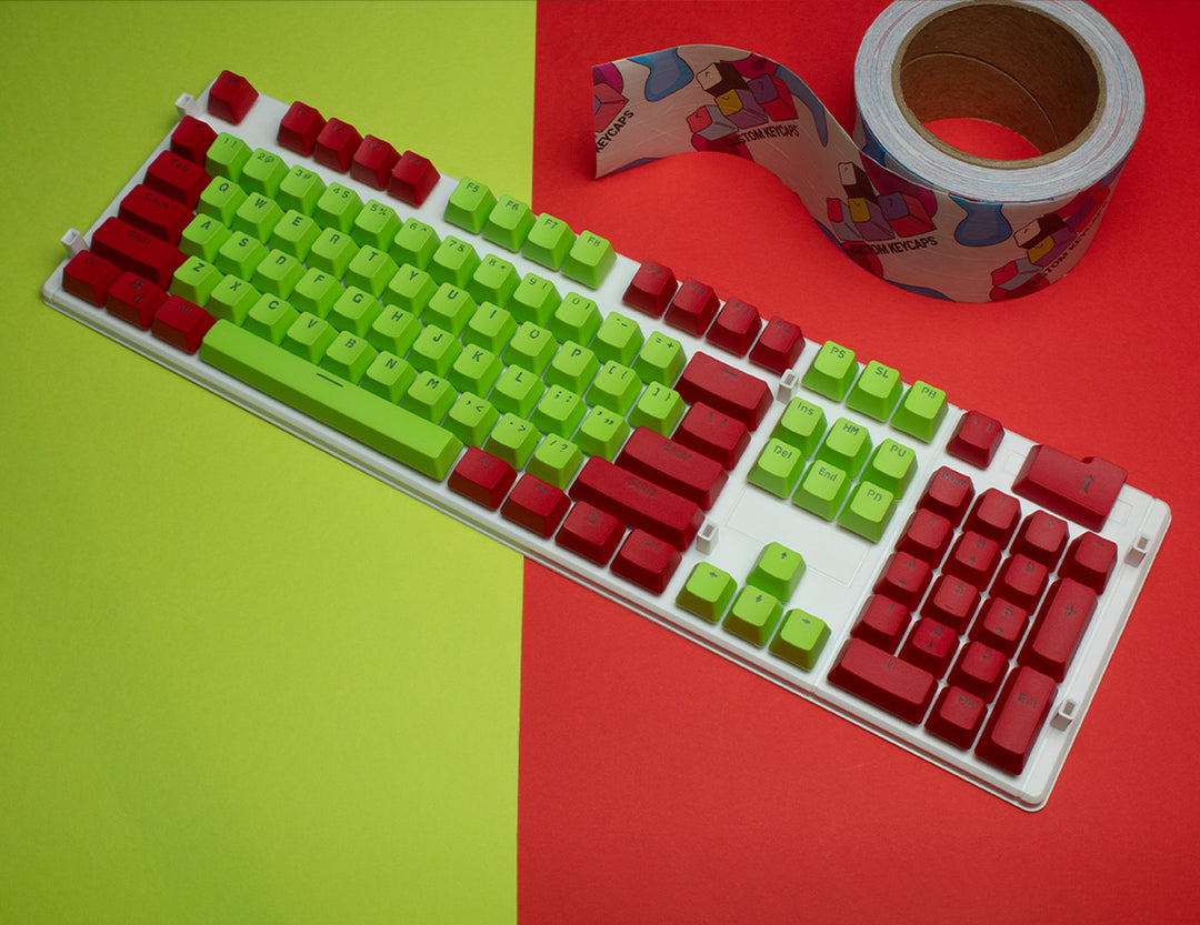Red and Green PBT Keycaps