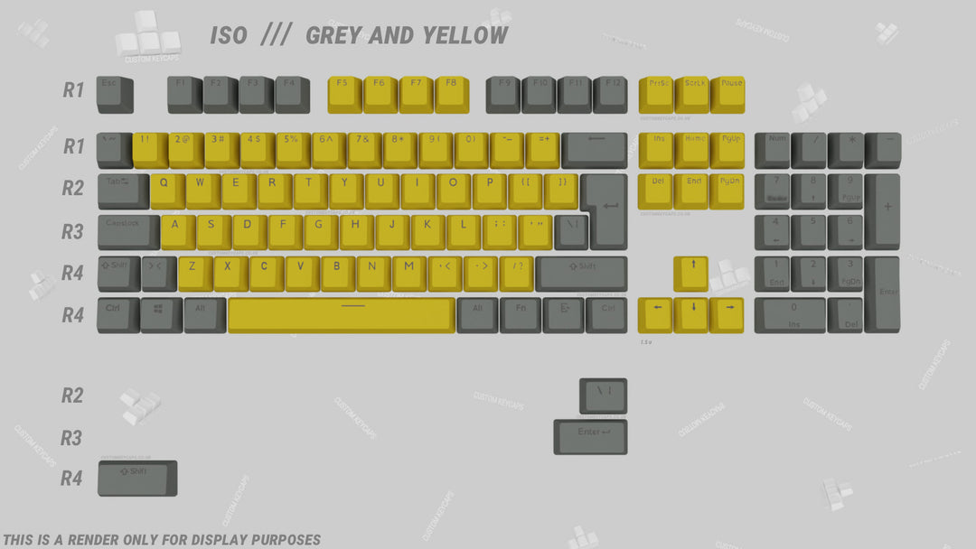 Yellow and Grey ABS Keycaps - ISO Layout