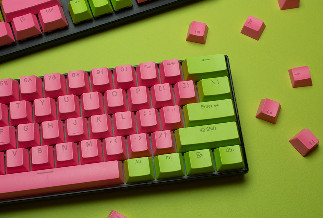 Green and Pink ABS Keycaps - ISO Layout
