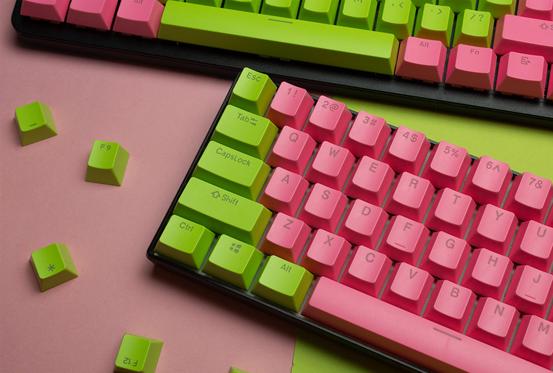 Green and Pink ABS Keycaps - ISO Layout