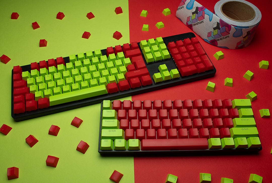 Green and Red ABS Keycaps - ISO Layout
