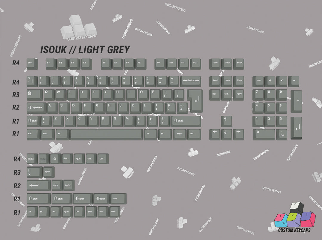 ISOUK // Light Grey Keycaps – Custom Keycaps UK