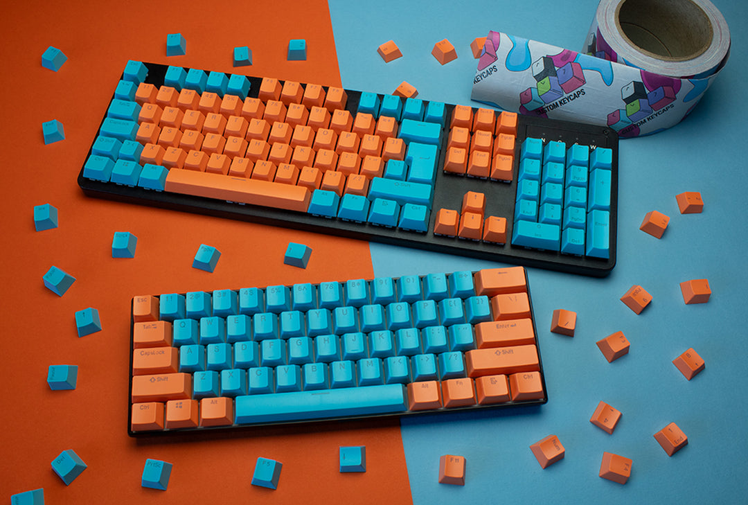 Orange and Blue ABS Keycaps - ISO Layout