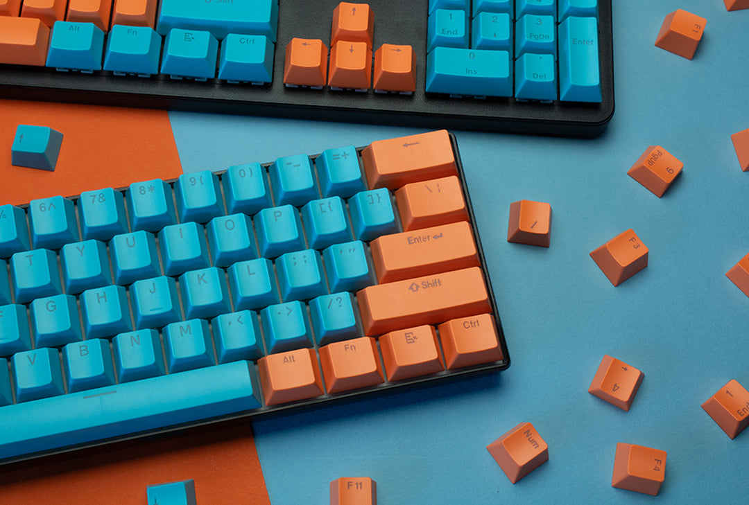 Orange and Blue ABS Keycaps - ISO Layout