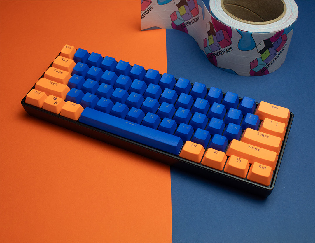 Orange and Dark Blue PBT Keycaps