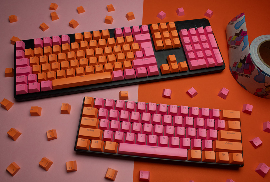 Orange and Pink ABS Keycaps - ISO Layout