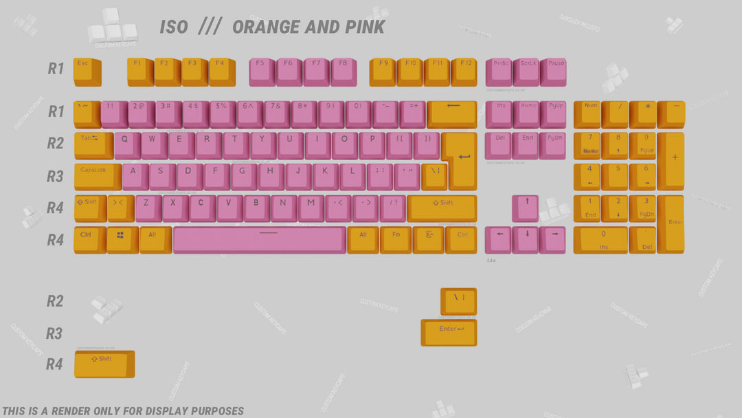 Orange and Pink ABS Keycaps - ISO Layout