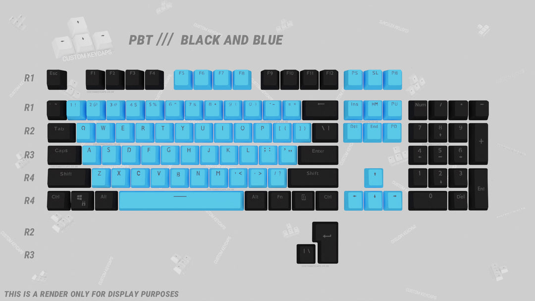 Black and Blue PBT Keycaps