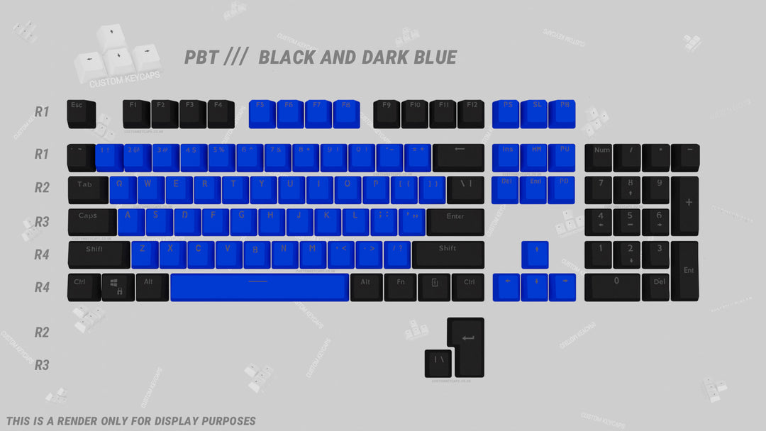 Black and Dark Blue PBT Keycaps