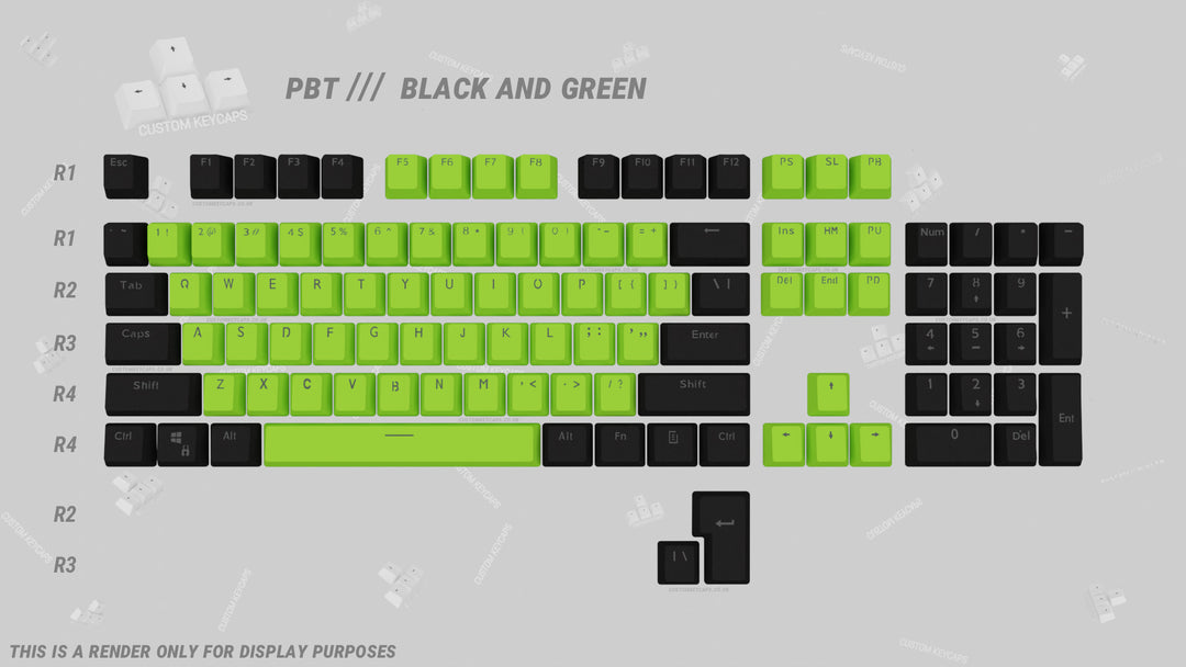 Black and Green PBT Keycaps