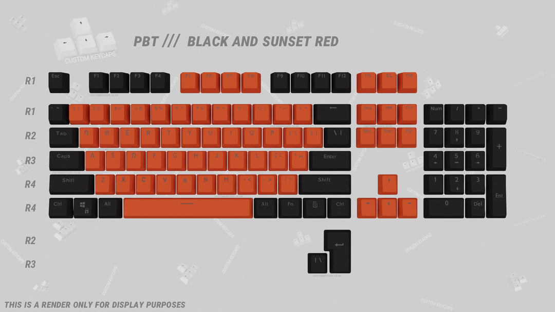 Black and Sunset Red PBT Keycaps