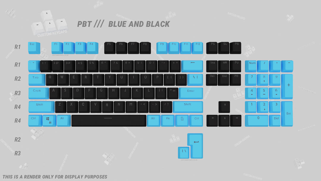 Black and Blue PBT Keycaps