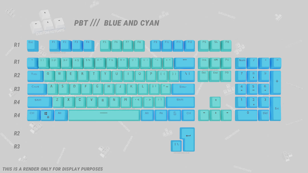 Cyan and Blue PBT Keycaps