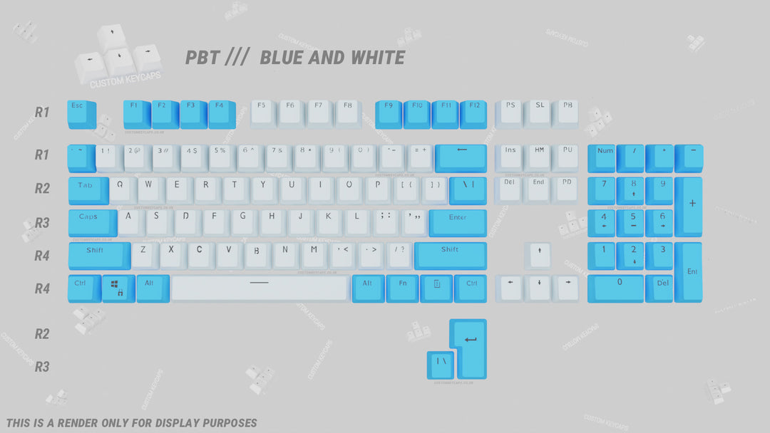 White and Blue PBT Keycaps