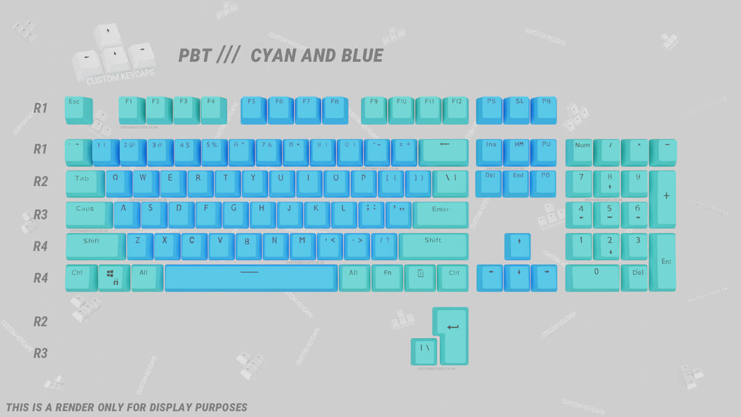 Cyan and Blue PBT Keycaps