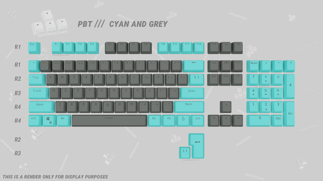 Cyan and Grey PBT Keycaps