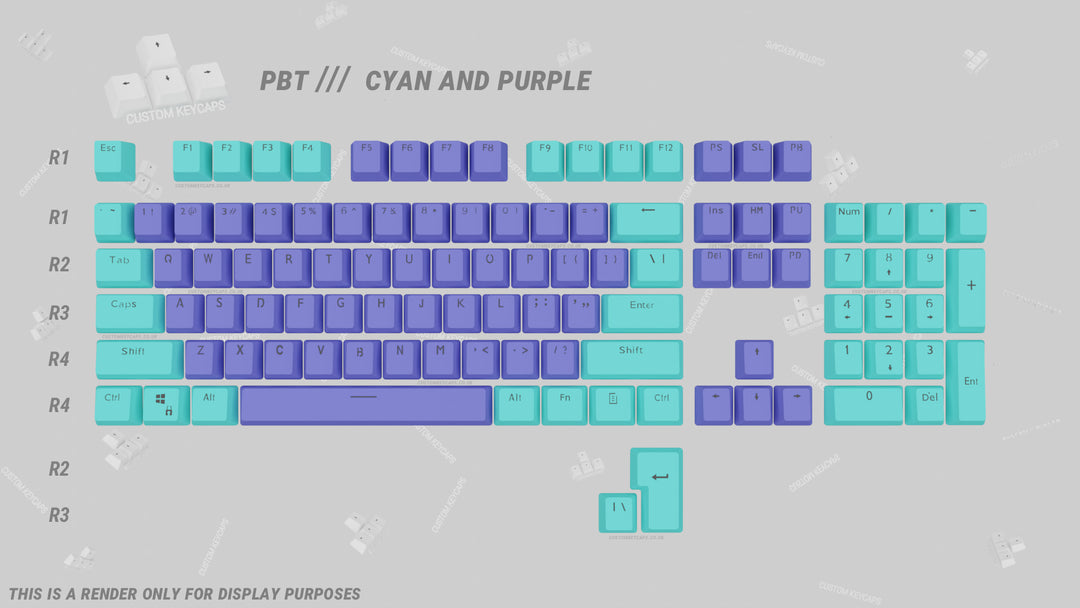 Purple and Cyan PBT Keycaps