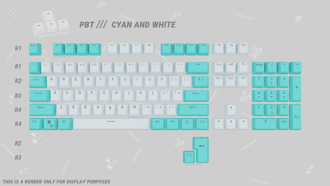 Cyan and White PBT Keycaps