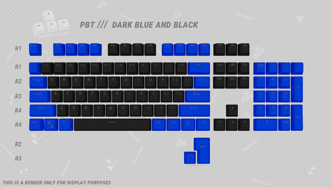 Black and Dark Blue PBT Keycaps