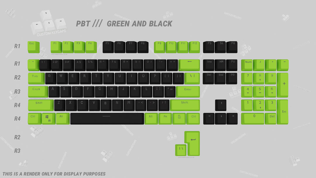 Black and Green PBT Keycaps