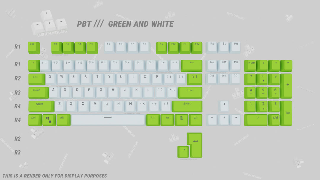 Green and White PBT Keycaps