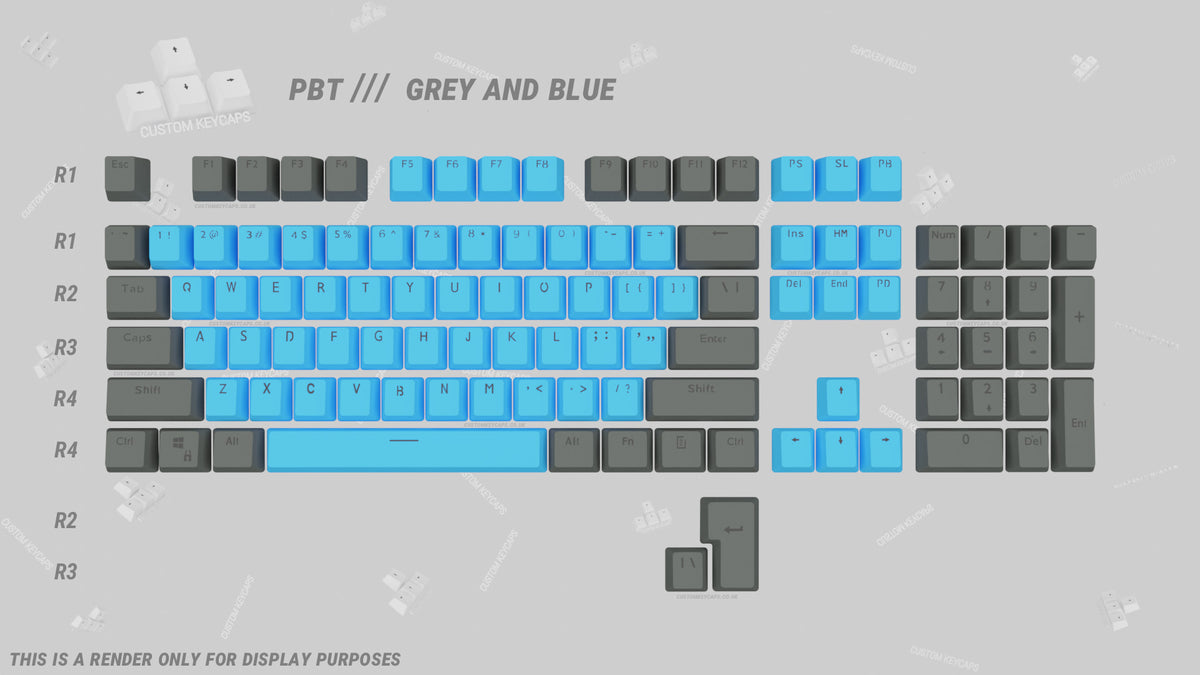 Blue and Grey PBT Keycaps – Custom Keycaps UK