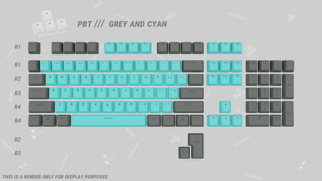 Cyan and Grey PBT Keycaps