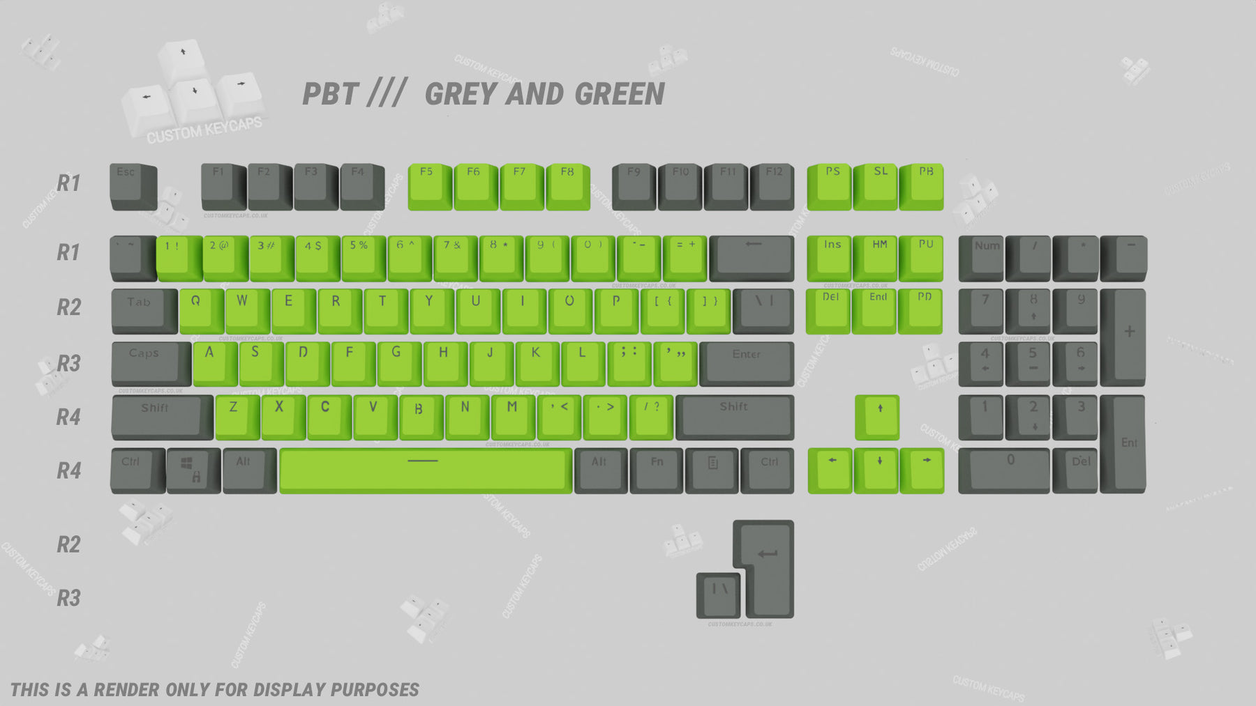 Grey and Green PBT Keycaps – Custom Keycaps UK