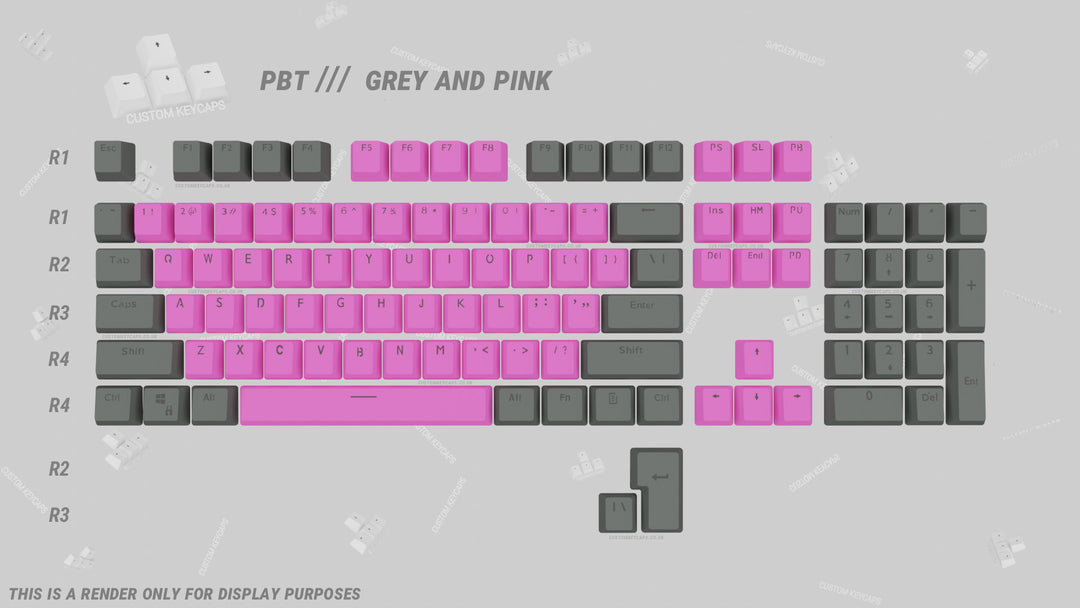 Pink and Grey PBT Keycaps