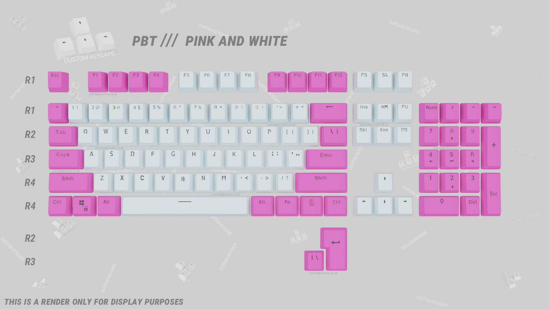 Pink and White PBT Keycaps – Custom Keycaps UK