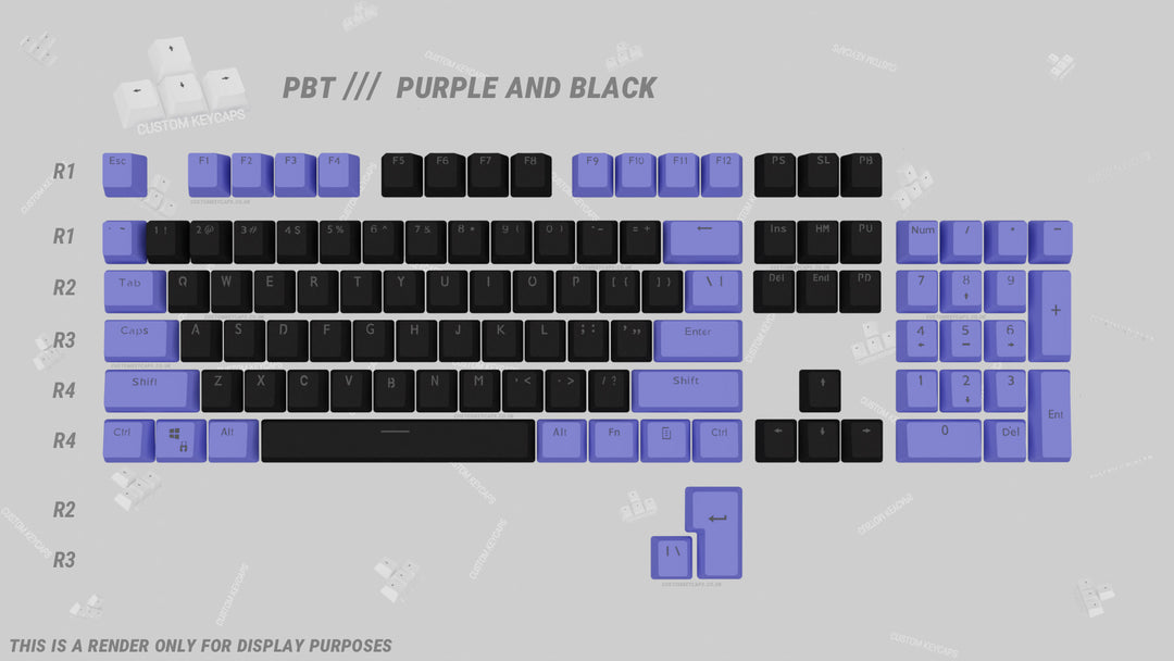 Black and Purple PBT Keycaps