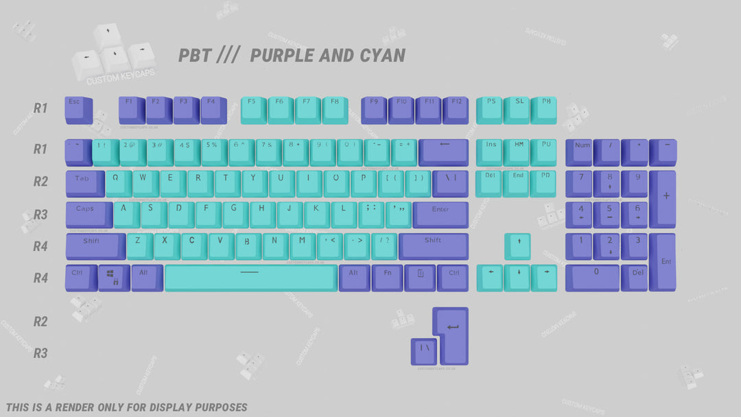 Purple and Cyan PBT Keycaps