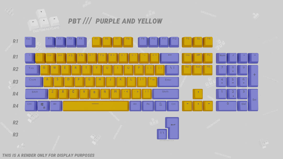 Yellow and Purple PBT Keycaps