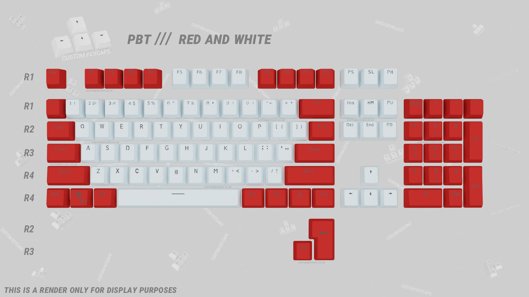 Custom Rt Red Key Red and White PBT Keycaps – Custom Keycaps UK