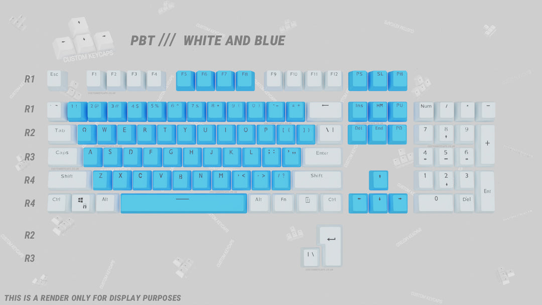 White and Blue PBT Keycaps