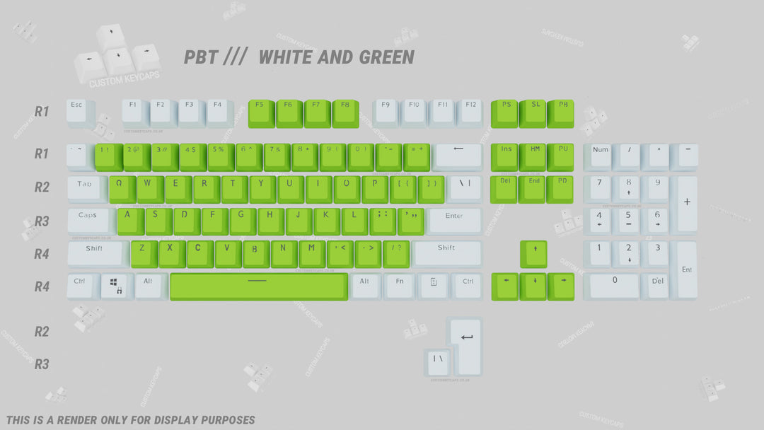 Green and White PBT Keycaps