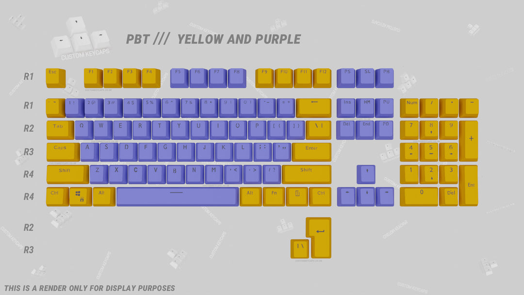 Yellow and Purple PBT Keycaps